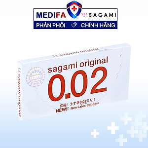 Bao cao su Sagami Original 0.02 cao cấp siêu mỏng (Hộp 2 chiếc)