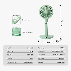 Quạt tuần hoàn không khí Elmich CFE-8791, làm mát diện rộng và làm mới không khí tới 20 lần/giờ, quạt tạo luồng gió tuần hoàn và điều hòa không khí trong phòng  - Hàng chính hãng