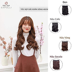  Tóc giả kẹp nữa đầu kẹp phím   kẹp phím nữa đầu dợn sóng lững- hình thật