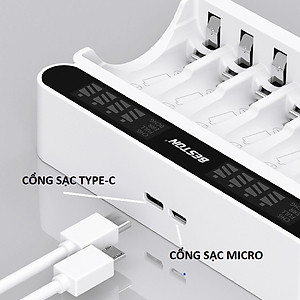 Bộ Sạc pin AA AAA Beston C9024L 8 khe, mẫu mới 2022 sạc nhanh, tự ngắt khi đầy, đèn LED báo thông minh
