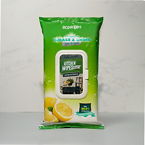 Khăn giấy ướt lau bếp Ecowipes khổ lớn 30x20 cm Kitchen Wipes gói 42 tờ loại bỏ dầu mỡ và vết bẩn nhanh chóng