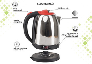 Ấm điện siêu tốc 1,8 lít Rạng Đông chính hãng model RD-AST18ST1 màu ngẫu nhiên