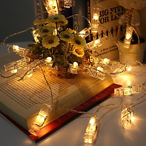 Bộ dây 20 kẹp ảnh, kẹp hình có đèn led trang trí nhà cửa (cổng sạc USB)