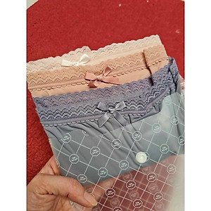 Quần lót nữ set túi 3 quần trơn cotton thun viền ren