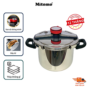 Nồi áp suất inox đáy từ cao cấp Mitomo 304AEU, nấu trên mọi loại bếp - Hàng chính hãng bảo hành 12 tháng