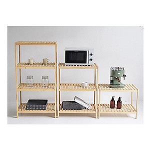 Kệ Để Lò Vi Sóng 2 Tầng Morning House Dài 60cm x Cao 46cm- Gỗ Cao Su Chắc Chắn Chịu Lực 30kg