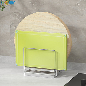 Kệ để nắp vung thớt 3 ngăn inox 304 Hobby home decor TT10 có khay nhựa