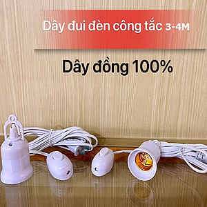 Đui đèn dây điện dành cho bóng led liền dây E27 có công tắc dài nhiều kích thước dài 3m màu trắng chống vỡ, chống thấm nước