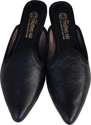 Dép bít mũi TRƯỜNG HẢI da bò thật mềm mại không bong tróc đế cao su chồng mòn êm ái BMN0361