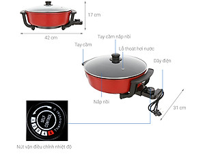 Nồi lẩu điện 2 ngăn Mishio MK112 5L - Hàng chính hãng