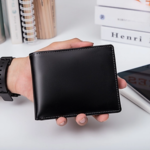 Bóp nam da bò - Ví da Nappa cao cấp tặng kèm hộp và túi sang trọng - Alpha 001