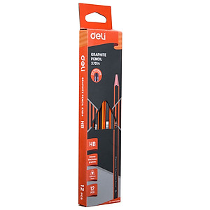 Bút 2B kèm tẩy Deli - sọc neon nhiều màu - 12 cây/hộp - E37013 / E37014 / E37015 / E37016/ E37000/ E58103/ E10902