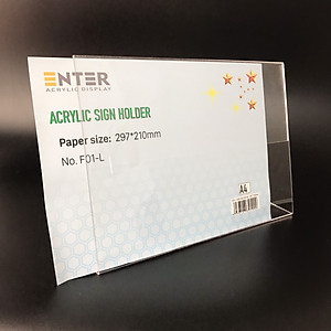 Kệ mica 1 mặt Enter F01-L 300x210mm A4 ngang, Kệ menu chữ L, Khung thông tin sản phẩm, Khung bảng giá, Kệ trưng bày để bàn