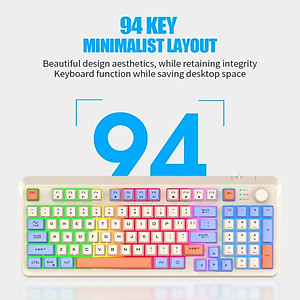 Bàn Phím Led Rainbow Gaming Giả cơ K82 có núm chỉnh âm lượng cho máy tính , laptop hàng nhập khẩu