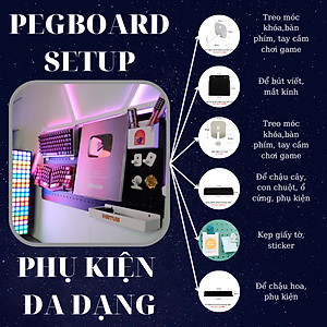Bảng lỗ Pegboard Dola Home cao cấp kẹp bàn tiết kiệm diện tích không khoan tường để bàn phím, tai nghe, đồ dùng làm việc