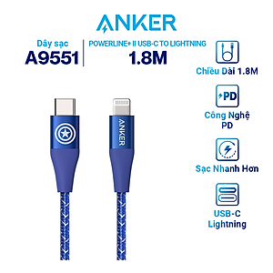 Cáp Sạc ANKER PowerLine+ II USB-C to Lightning - Phiên Bản Marvel - A9551 / A9548 - Hàng Chính Hãng
