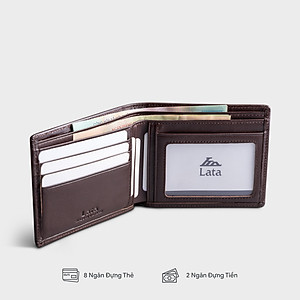 Ví nam da bò Lata ( Thời trang nam gấp 2 dáng ngang - Ví da thật LVN97 )