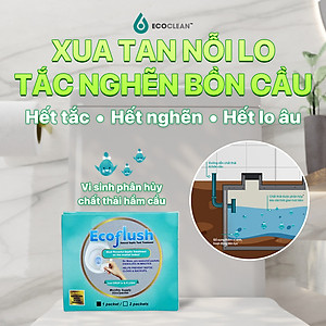 Hộp 6 Gói Vi Sinh Xử Lý Hầm Tự Hoại, Bồn Cầu Bị Đầy, Tràn - EcoFlush - Túi Gói Tự Phân Huỷ