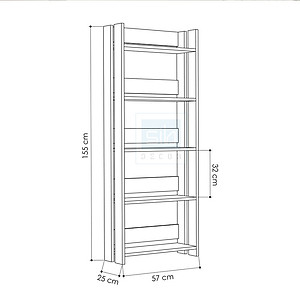Kệ Sách 5 Tầng Màu Trắng Phối Vân Gỗ Đẹp Tinh Tế SIB Decor KSG23