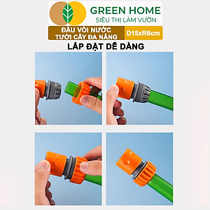 Đầu Vòi Tưới Nước Đa Năng GreenHome , D15xR6cm, Chế Độ Phun Mưa, Phun Sương Làm Vườn Tưới Cây