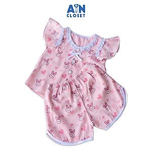Bộ quần áo ngắn bé gái Họa tiết Thỏ hồng - AICDBGTD5MYP - AIN Closet