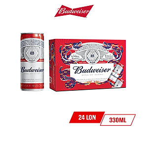 Thùng 24 Lon Bia Budweiser Chính Hãng (330ml/ lon) - Phiên Bản Tết 2024