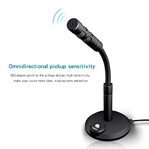 USB/3.5mm Computer Microphone, Plug & Play Desktop Omnidirectional Condenser PC Laptop Mic, with Independent Switch for Voice/Video Chat Conference