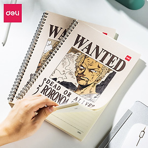 Sổ tay ghi chép gáy xoắn kẻ ngang A5 B5 60 trang hình Vua cướp biển One Piece Deli - Phù hợp học sinh văn phòng - Mẫu ngẫu nhiên - EN004