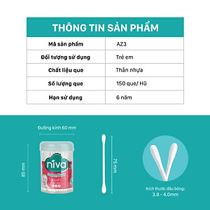 Combo 03 Tăm Bông NIVA Dành Cho Trẻ Em Hũ 150 Que Nhựa Bh1