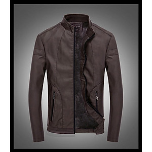 ÁO KHOÁC DA NAM LÓT LÔNG -NÂU