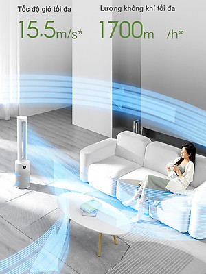 Quạt Không Cánh Lọc Không Khí Xiaomi Mijia 2 In 1 Xoay 150 Độ Khử Khuẩn UV Kết Nối App - Hàng Nhập Khẩu