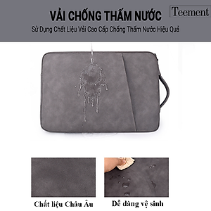 Túi Chống Sốc Laptop Teement TM01 2 Ngăn Có Quai Xách Đứng, Vân Da Mịn Chất Liệu Da Chống Thấm Nước Bảo Vệ Cho Macbook, Laptop, 13 Inch, 14 Inch, 15 Inch, 15.6 Inch- Hàng Chính Hãng 