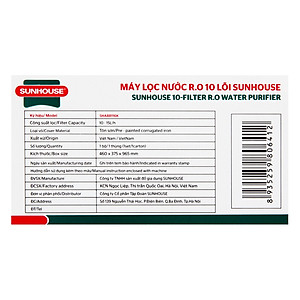 Máy lọc nước R.O 10 lõi Sunhouse SHA88116K - Hàng Chính Hãng