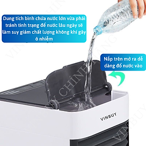 Quạt điều hòa mini hơi nước làm mát không khí nhỏ gọn để bàn, nhiều chế độ làm mát, có khay chứa đá, công suất lớn, quạt êm không gây tiếng ồn - Hàng chính hãng - VinBuy