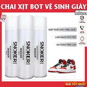 Chai Xịt Bọt Tuyết Vệ Sinh Giày Dép Tẩy Trắng Cao Cấp SNOKER Giặt Khô Siêu Tốc Bảo Vệ Giày Snoker Thể Thao Khỏi Bị Ố Vàng, Phai Màu 