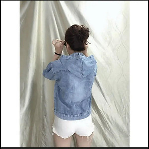 Áo khoác chống nắng nữ túi trong mũ jean bao chất đẹp cá tính-A3025