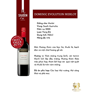 Rượu Vang Đỏ Dominic EVOLUTION Merlot 750ml 14% Acl