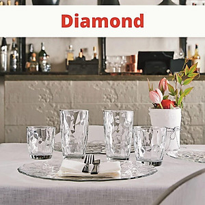 Bộ 6 ly thủy tinh Bormioli Rocco Diamond 300ml – Ly uống nước cao cấp | Màu trắng – xanh biển – tím