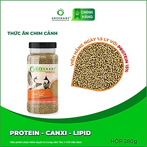Cám Chim Chào Mào GREENABC – Giúp chim căng lửa, trụ giàn, 2 loại bổ sung và hàng ngày – Hộp 280g