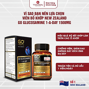 Viên uống bổ xương khớp nhập khẩu chính hãng New Zealand GO GLUCOSAMINE 1-A-DAY 1500mg (30 viên) hỗ trợ tăng dịch khớp, giảm tình trạng thoái hóa khớp, khô khớp, cứng khớp; nuôi dưỡng xương sụn khớp khỏe mạnh