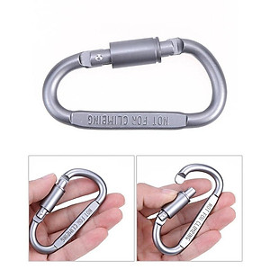 Móc Đa Năng Móc Khóa Nhôm Đi Phượt Carabiner Chữ D Khoá Xoay 8cm