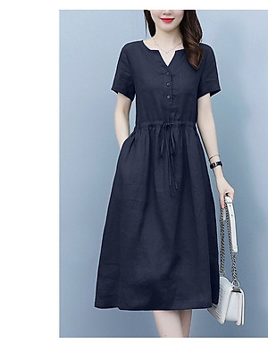 Đầm suông nữ thiết kế rút eo tiện lợi có tui 2 bên sườn thanh lịch, dịu dàng da218