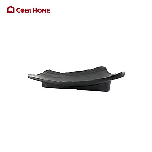 Đĩa tạo kiểu chiếc lá phong cách Hàn Quốc bằng melamine màu đen