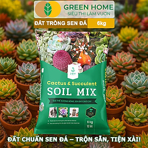 Đất Trồng Sen Đá Greenhome, Soil Mix, Bao 6kg, Trộn Sẵn, 85% Đá Khoáng, Phát Rễ Nhanh, Lên Màu Nhanh, Thoát Nước Tốt