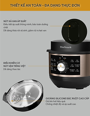 Nồi Áp Suất BlueStone PCB-5648 - 4,5 lít - 900W - Bảng điều khiển cơ - Bảo hành 2 năm - Hàng chính hãng