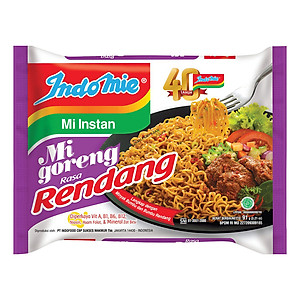 Thùng 40 Gói Mì Xào Khô Indomie Vị bò cay - Mi Goreng Rendang (91g x 40)