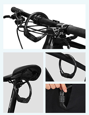 Khóa Xe Đạp Xe Máy 4 Số Chống Trộm Bọc Cáp (Đen)