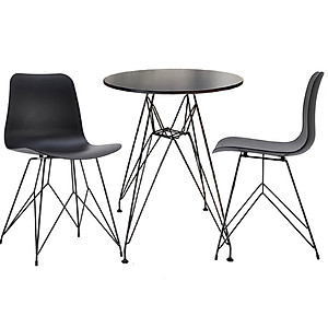 Bàn tiếp khách Bàn cafe mặt tròn 60 cm gỗ sơn hiện đại chân thép sơn tĩnh điên trắng đen TE DSR - 06W tại HCM