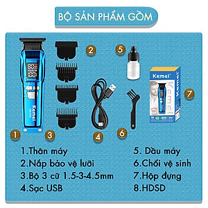 Tông đơ chấn viền Kemei KM-2795 lưỡi cắt mạ carbon DLC cao cấp công suất mạnh mẽ 8W sạc nhanh USB pin lâu - Chính hãng