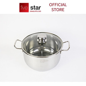 Bộ nồi chảo xửng hấp 3 Đáy Inox 430 cao cấp Fivestar Standard 6 món bếp từ nắp kính , tặng 1 vá canh